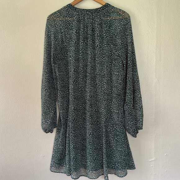 Joie green and White patterned Long Sleeve Dress medium - Picture 6 of 7
